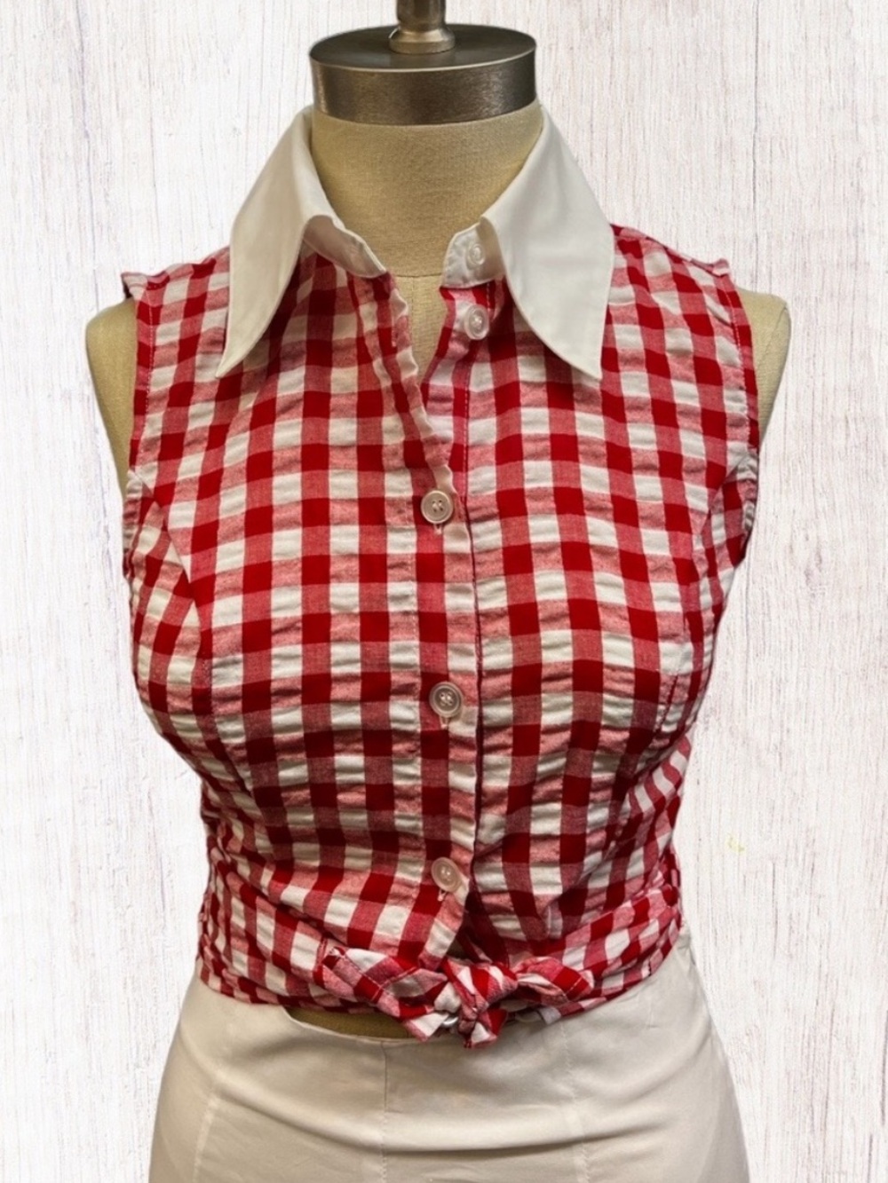 Unique Vintage - Smack Parlor  Gingham Top - 1X